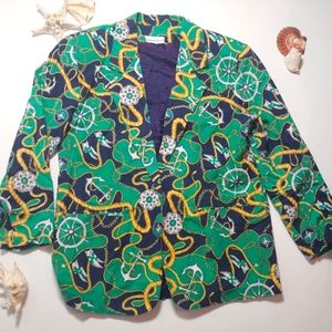 Unique nautical lounge jacket with shoulder pads
